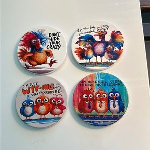 Colorful Bird-Themed Coasters Set! Made by me!